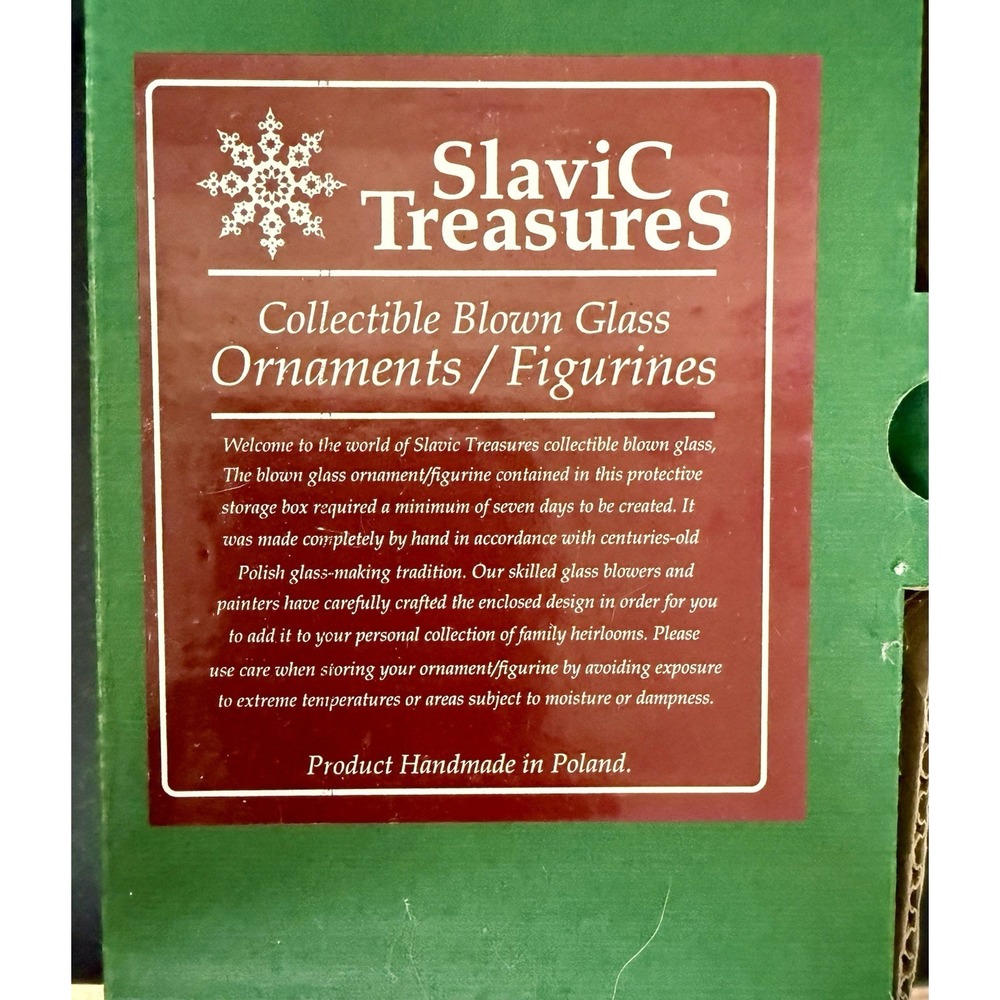 Slavic Treasures Country Santa Christmas Ornament Hand Blown Glass, New In Box
